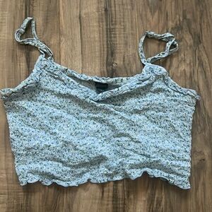 Tight light blue floral tank top